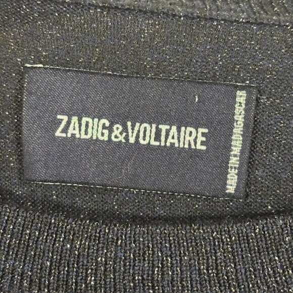 Zadig and Voltaire Sweater Womens XS Wool Metallic Navy Pullover Reglis - Picture 3 of 5